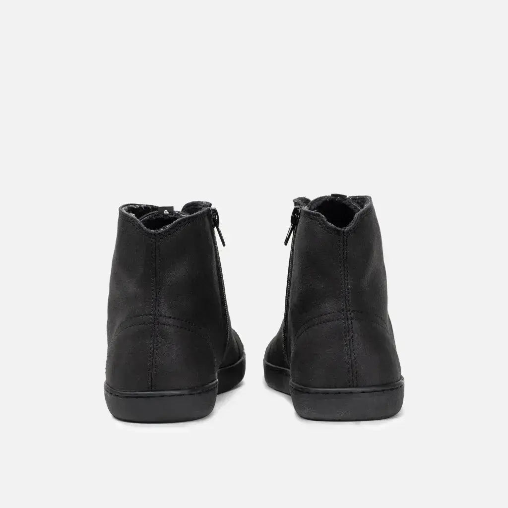 Bohempia - Alex Onyx - Botines barefoot con forro invernal veganos unisex negros