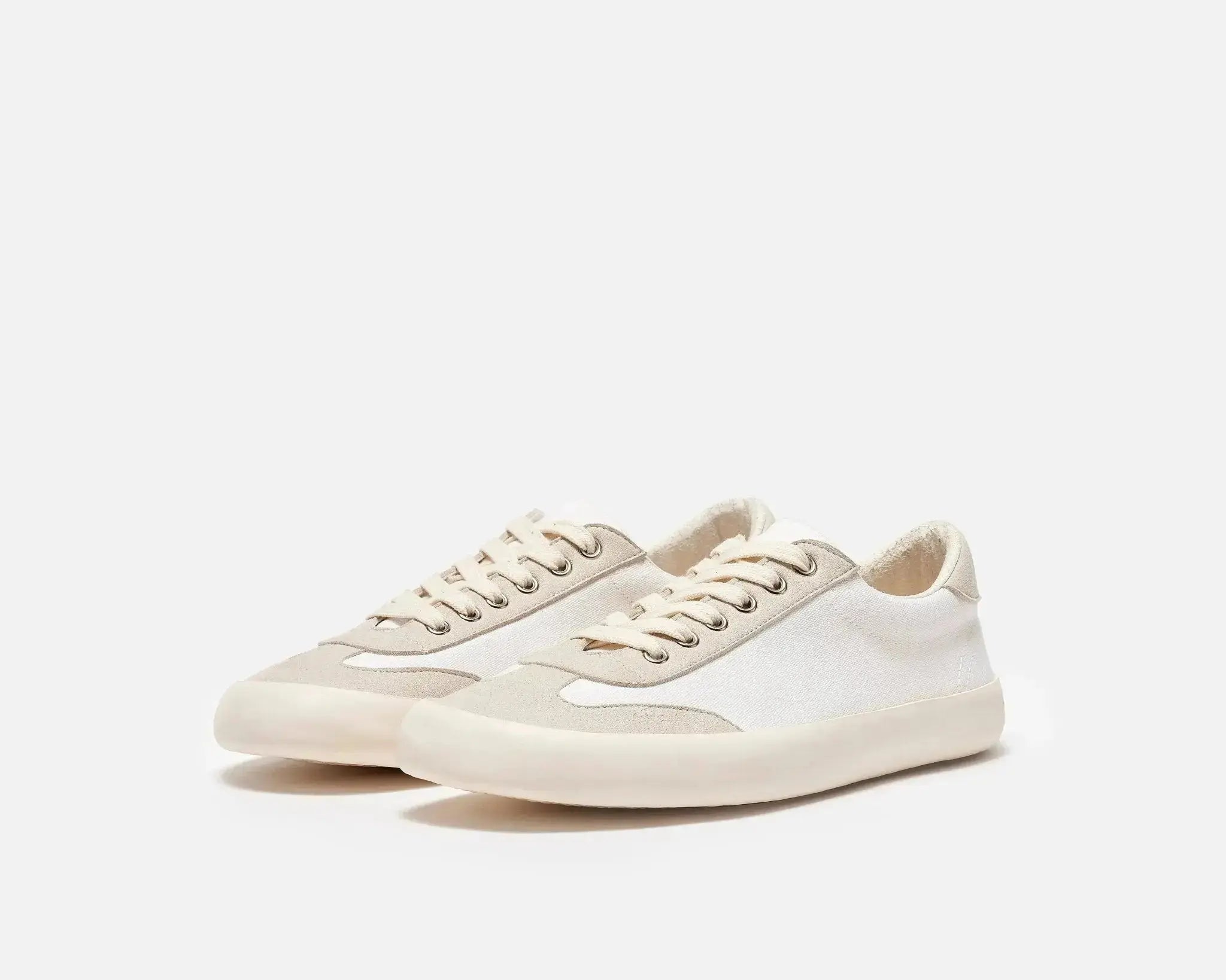 Bohempia Felix White & Tan - Zapatillas barefoot unisex veganas blanco y beige