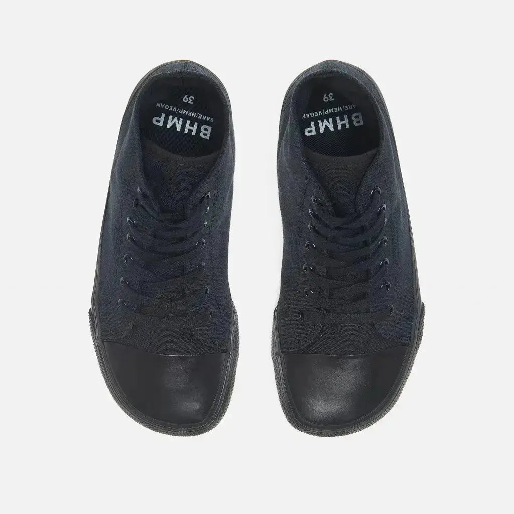 Bohempia - Orik 2.0 Black & Black - Zapatillas barefoot de caña alta veganas unisex negras