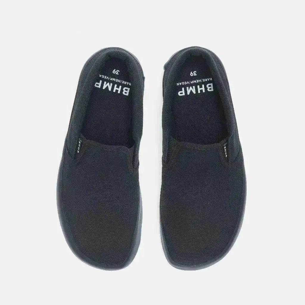 Bohempia Vikla 2.0 Black & Black - Zapatillas sin cordones barefoot unisex veganas negras