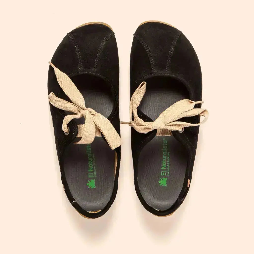 El Naturalista - Ondina Nobuck Noir - Mocassins barefoot à lacets