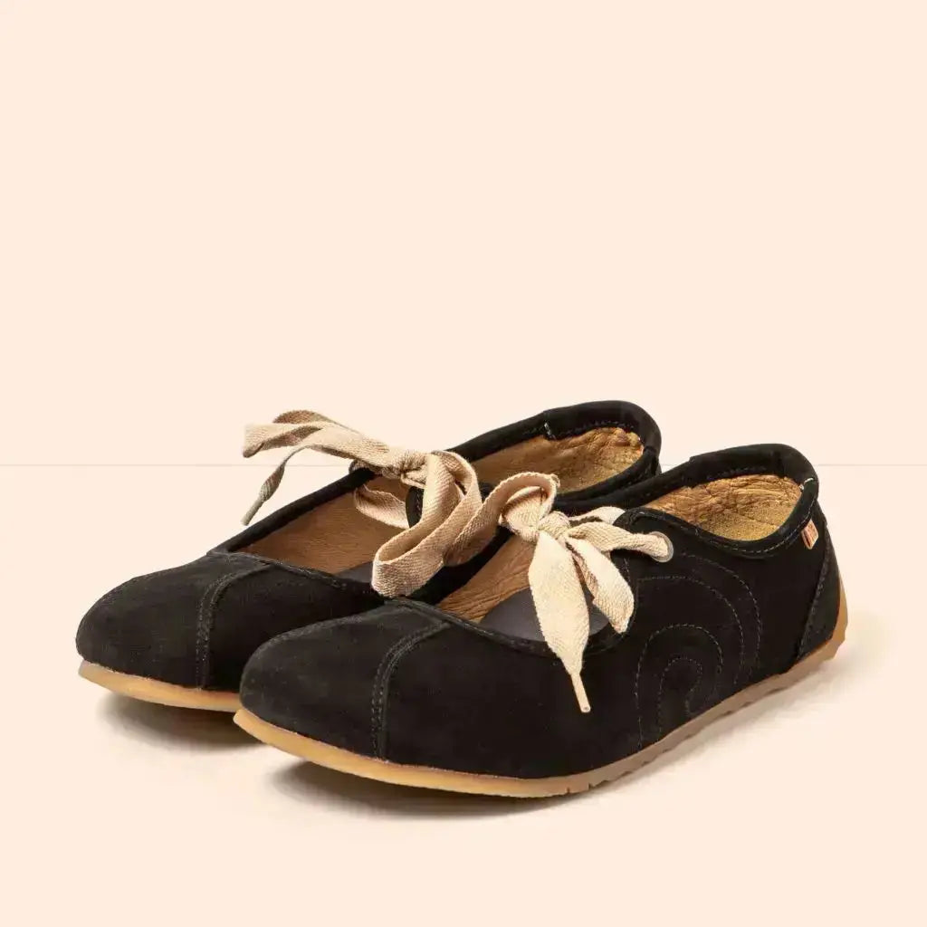 El Naturalista - Ondina Nobuck Noir - Mocassins barefoot à lacets