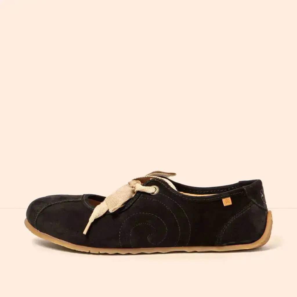 El Naturalista - Ondina Nobuck Noir - Mocassins barefoot à lacets