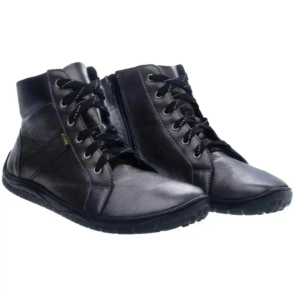 Fare Bare - AVILA Tout-terrain Métal Noir - Bottines barefoot basses sans doublure