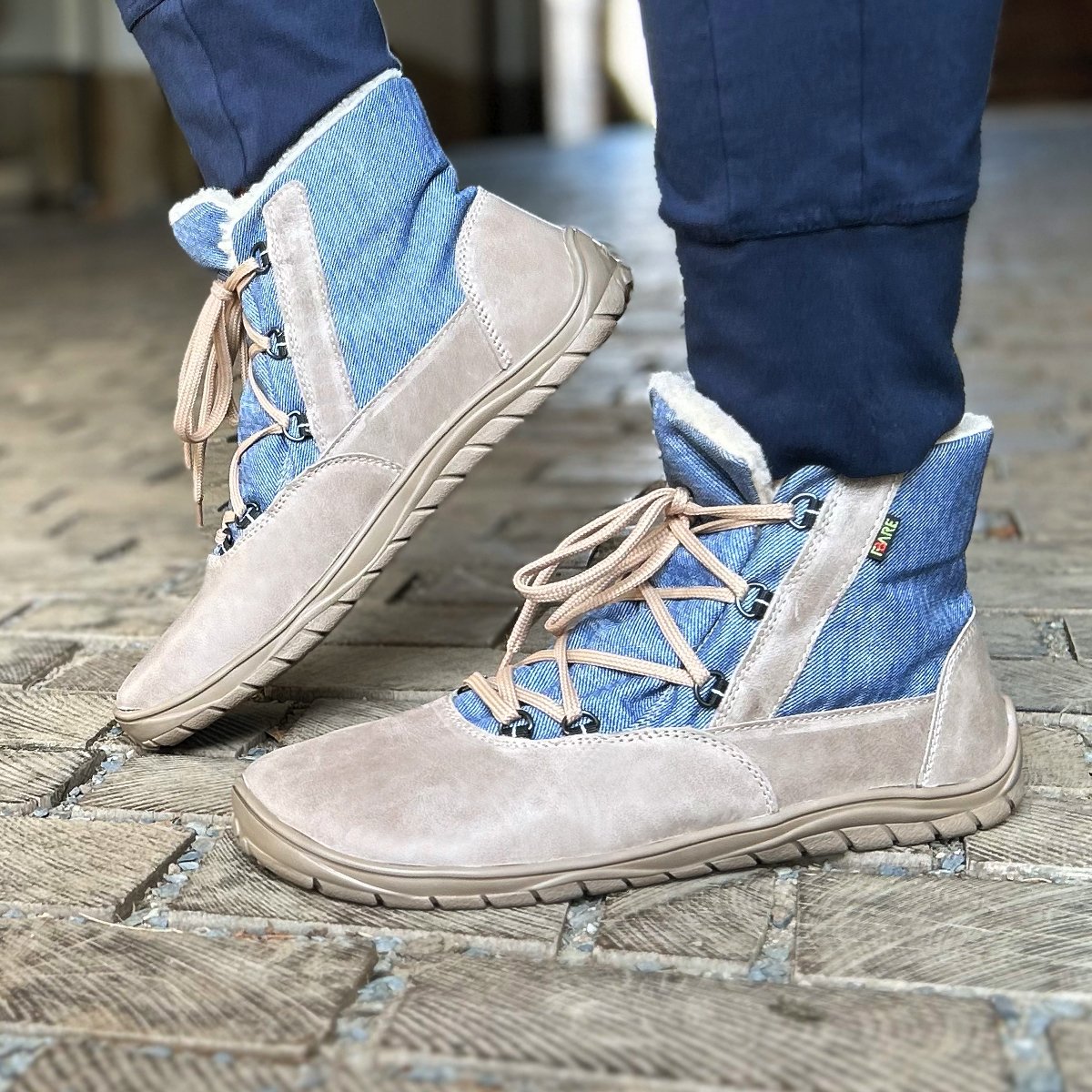 Fare Bare Aspenky Beige - Botines barefoot impermeables calientes unisex beige