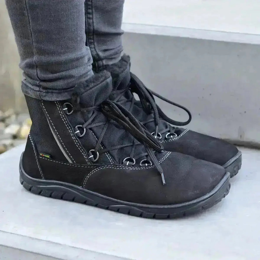 Fare Bare - Aspenky Black - Botines barefoot impermeables calientes unisex negras