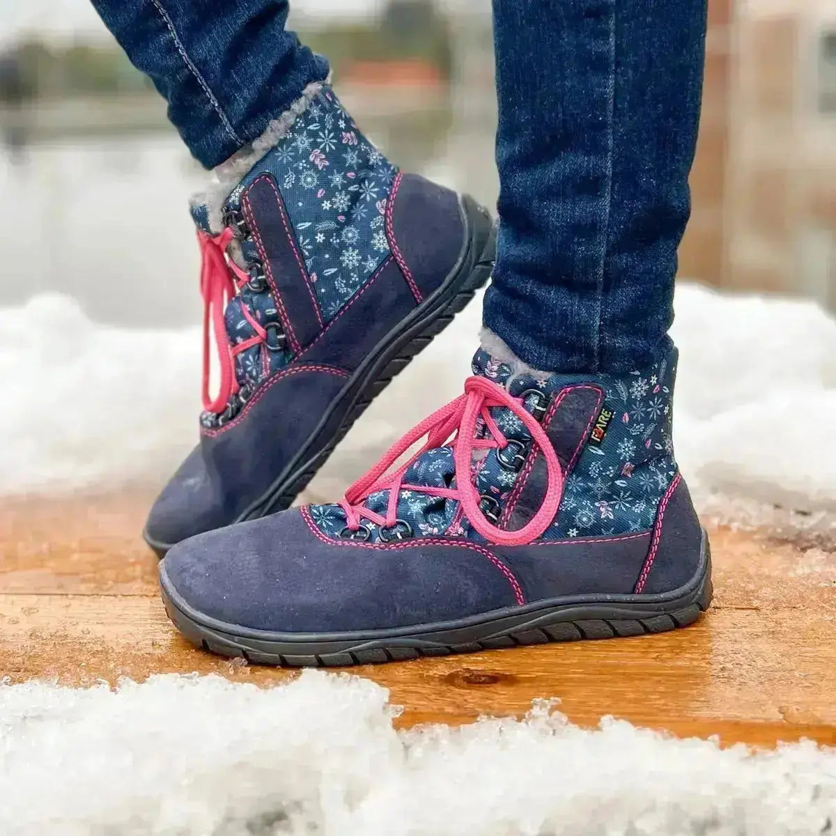 Fare Bare - Aspenky Snow Flowers - Botines barefoot impermeables calientes para mujer