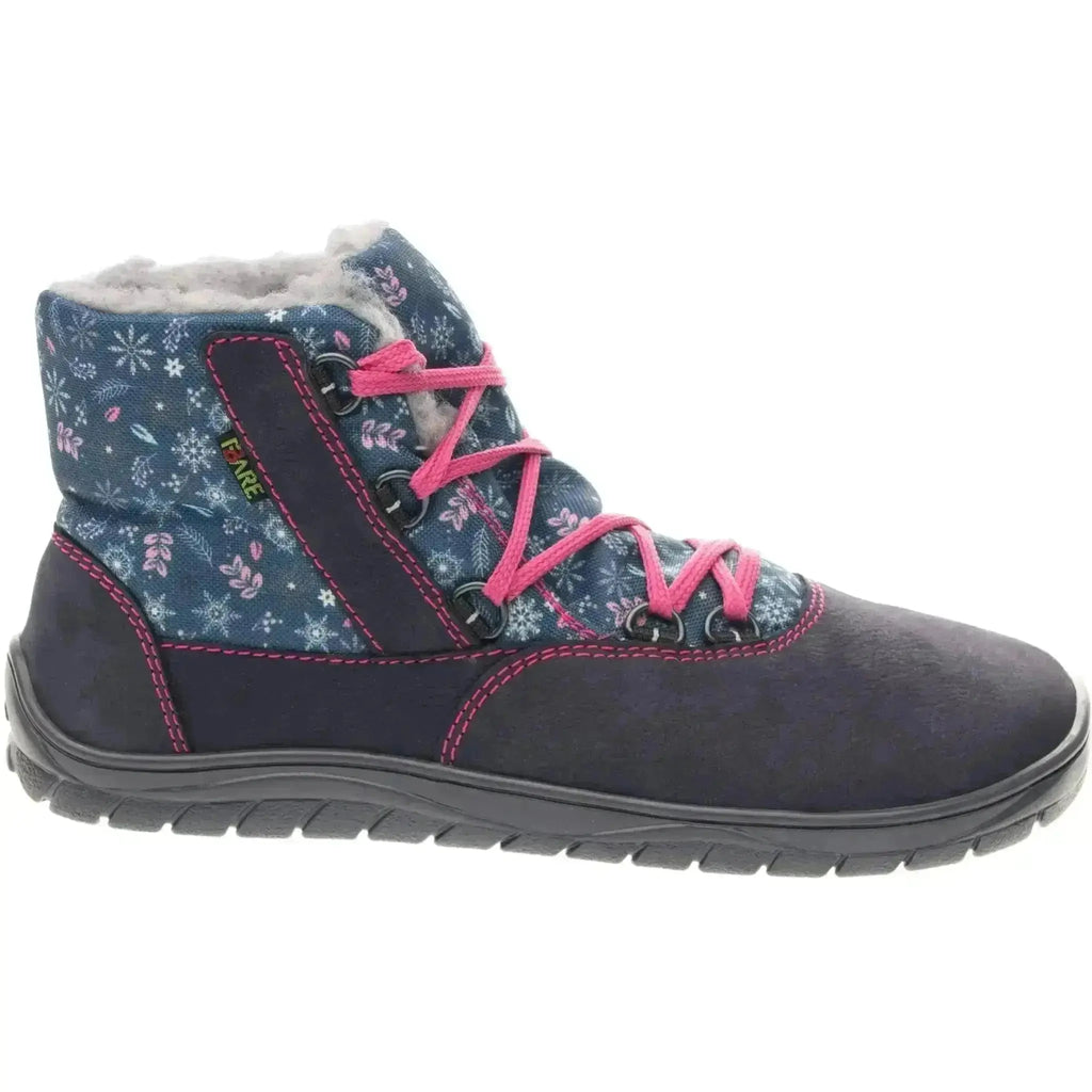Fare Bare - Aspenky Snow Flowers - Botines barefoot impermeables calientes para mujer