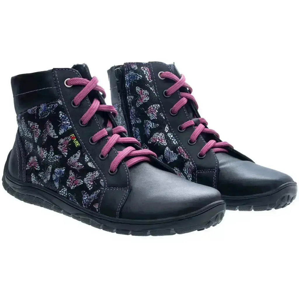 Fare Bare - AVILA Papillon Noir Toutes Saisons - Bottines barefoot basses non doublées