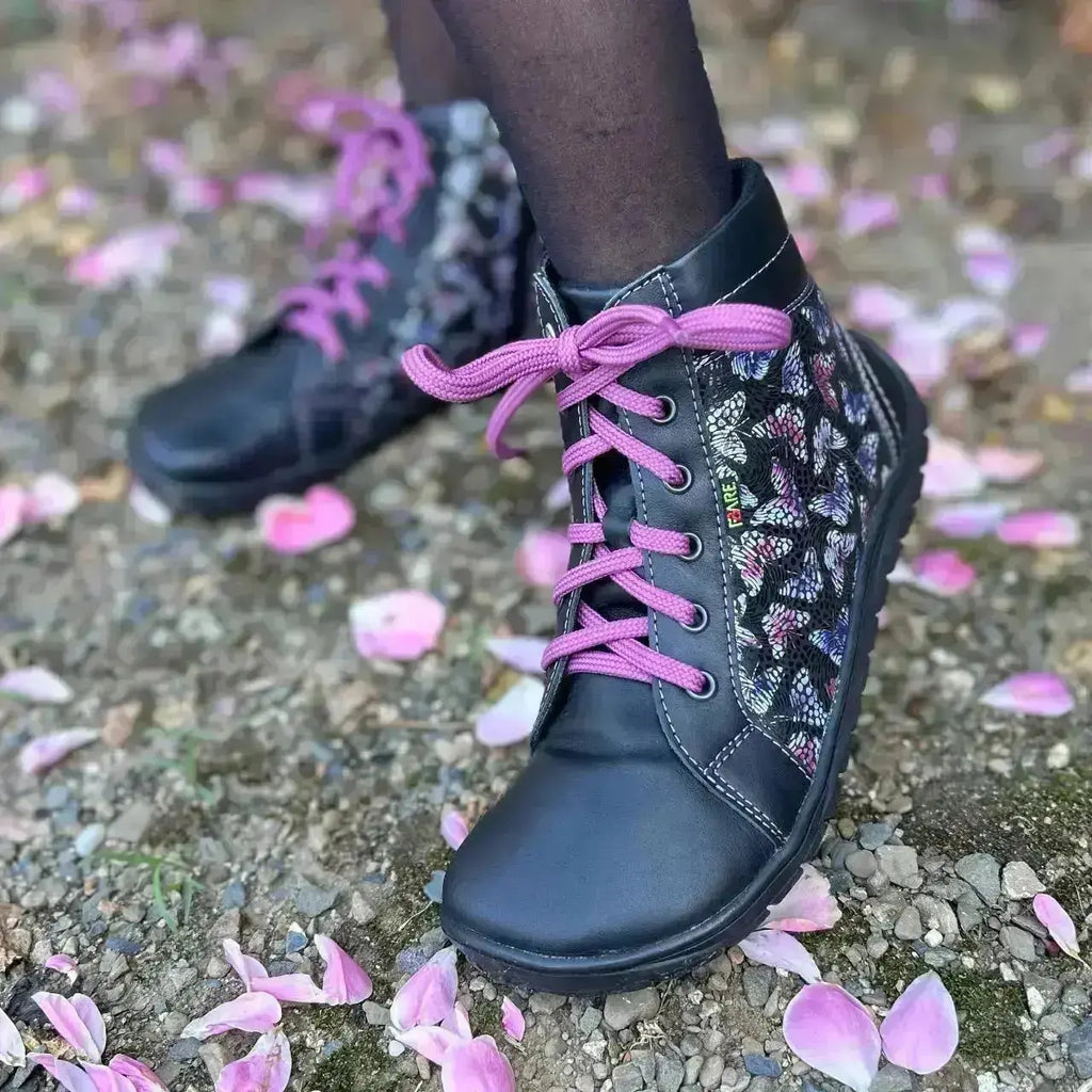 Fare Bare - AVILA Papillon Noir Toutes Saisons - Bottines barefoot basses non doublées