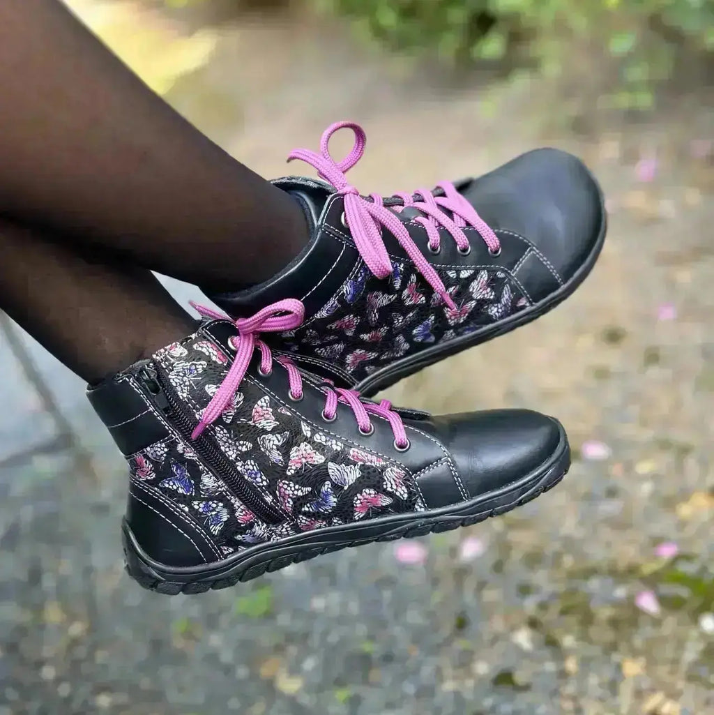 Fare Bare - AVILA Papillon Noir Toutes Saisons - Bottines barefoot basses non doublées