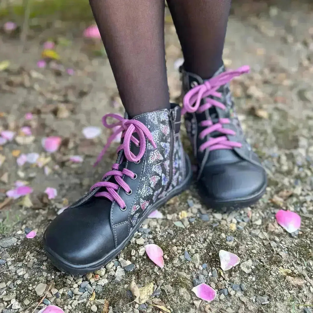 Fare Bare - AVILA Papillon Noir Toutes Saisons - Bottines barefoot basses non doublées