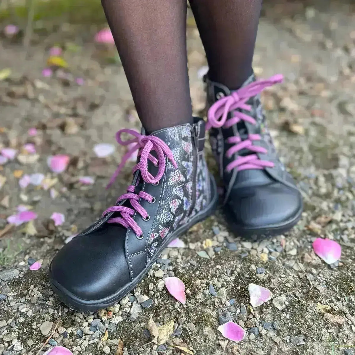 Fare Bare - AVILA Papillon Noir Toutes Saisons - Bottines barefoot basses non doublées