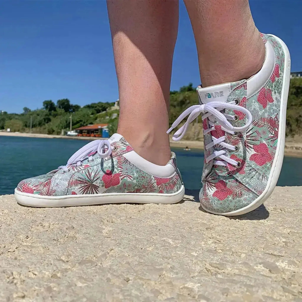 Fare Bare - Elegant Azura Flower - Deportivas barefoot de piel