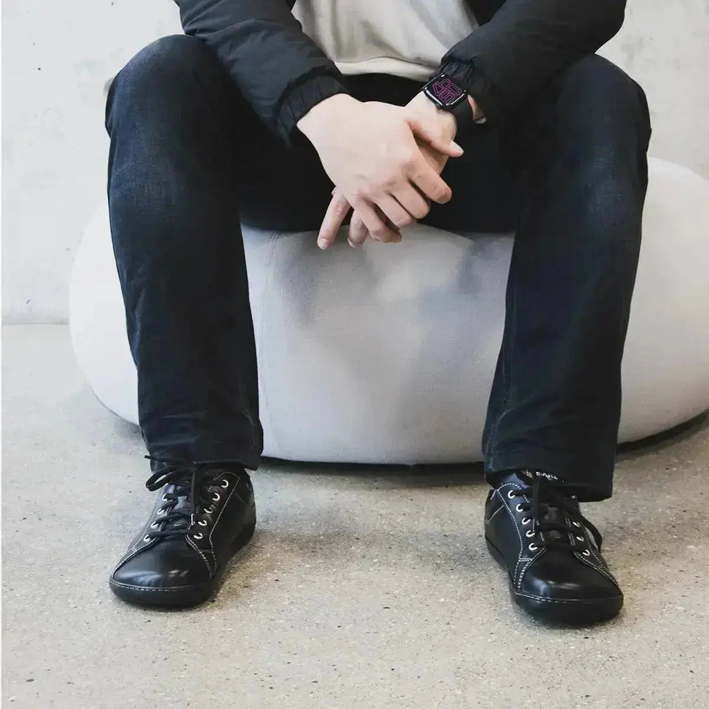 Fare Bare - Lugo Noir Élégant - Chaussures barefoot en cuir
