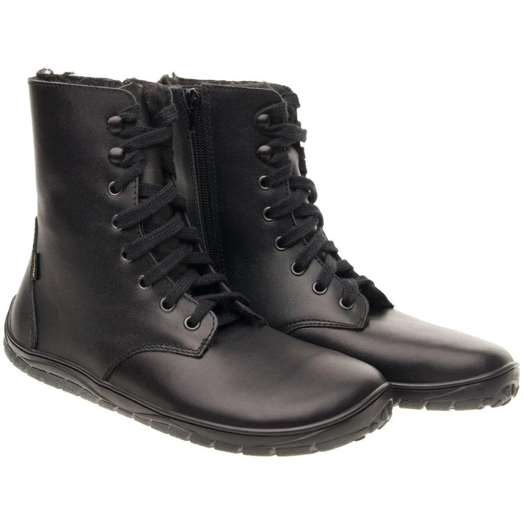 Fare Bare - Bottes d'hiver Freya Noires - bottes barefoot chaudes d'hiver