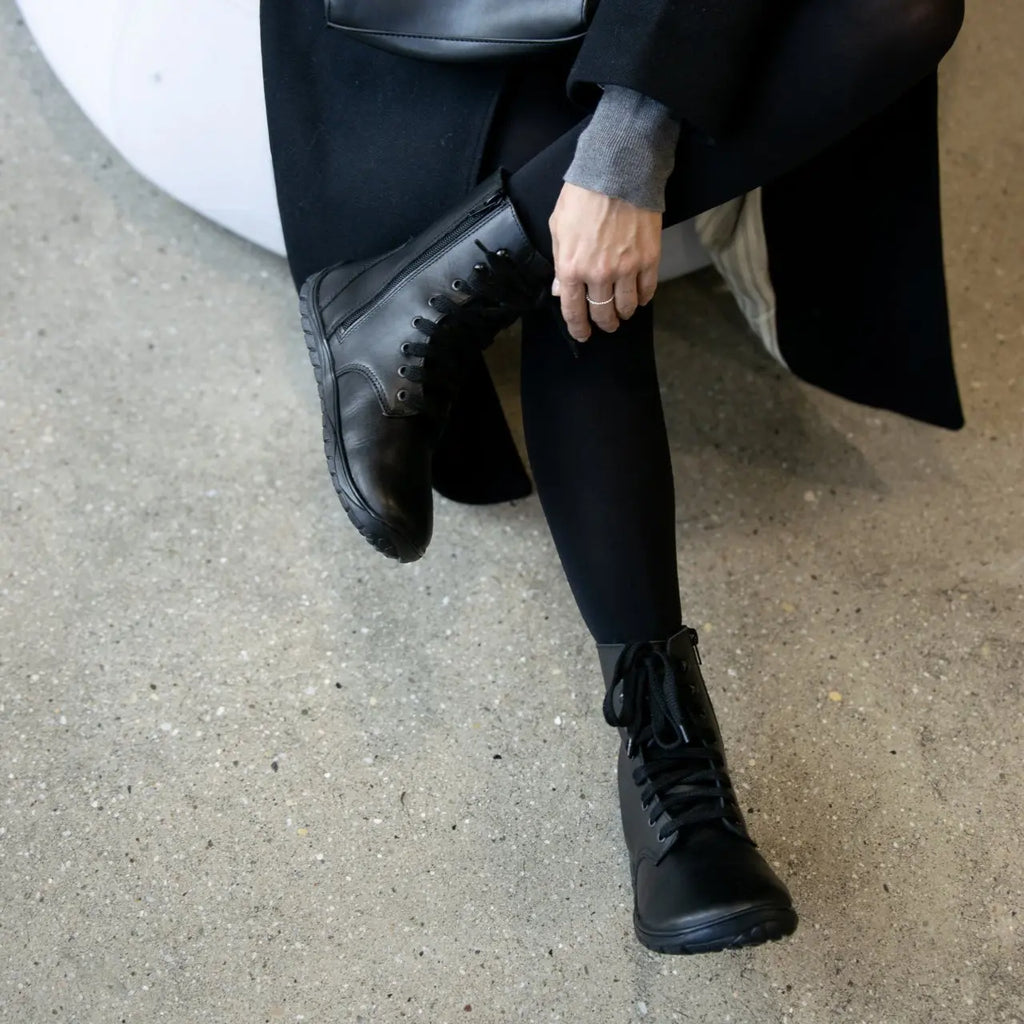 Fare Bare - Bottes d'hiver Freya Noires - bottes barefoot chaudes d'hiver