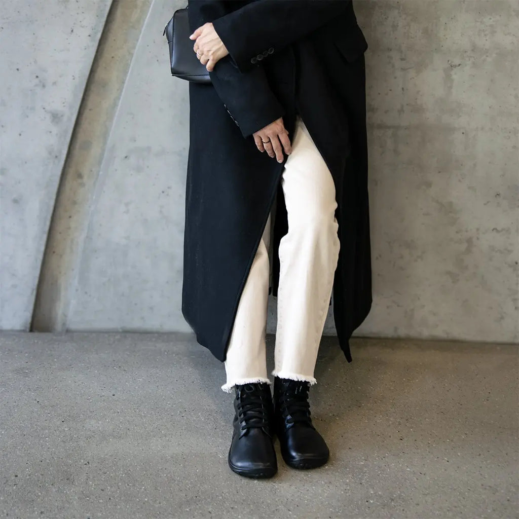 Fare Bare - Bottes d'hiver Freya Noires - bottes barefoot chaudes d'hiver