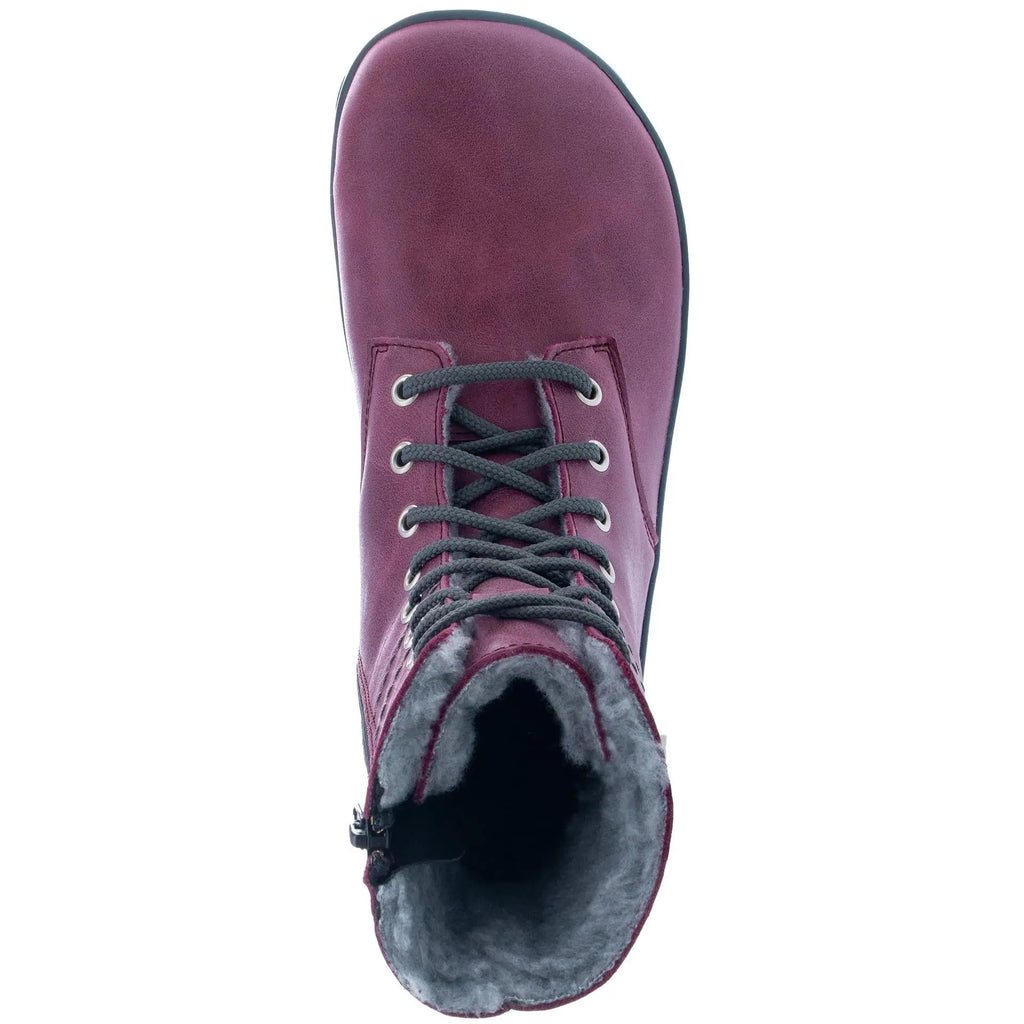 Fare Bare - Freya Winter Shoes Burgundy - botas barefoot de invierno calientes