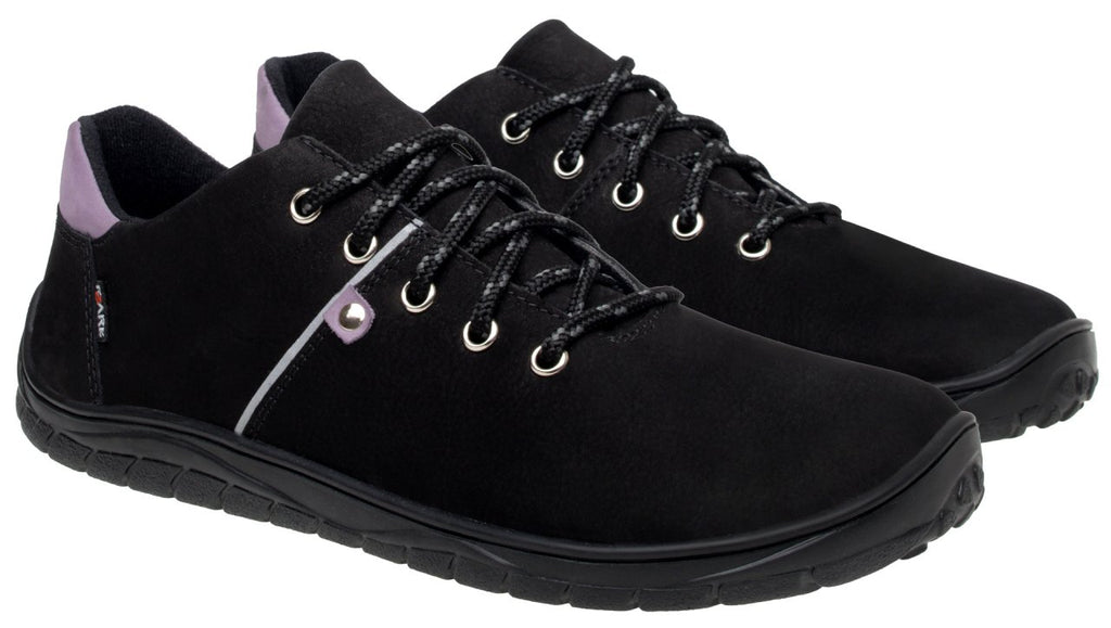 Fare Bare Hikersky Black Lillac - Zapatillas barefoot impermeables para senderismo unisex negras  Cacles Barefoot