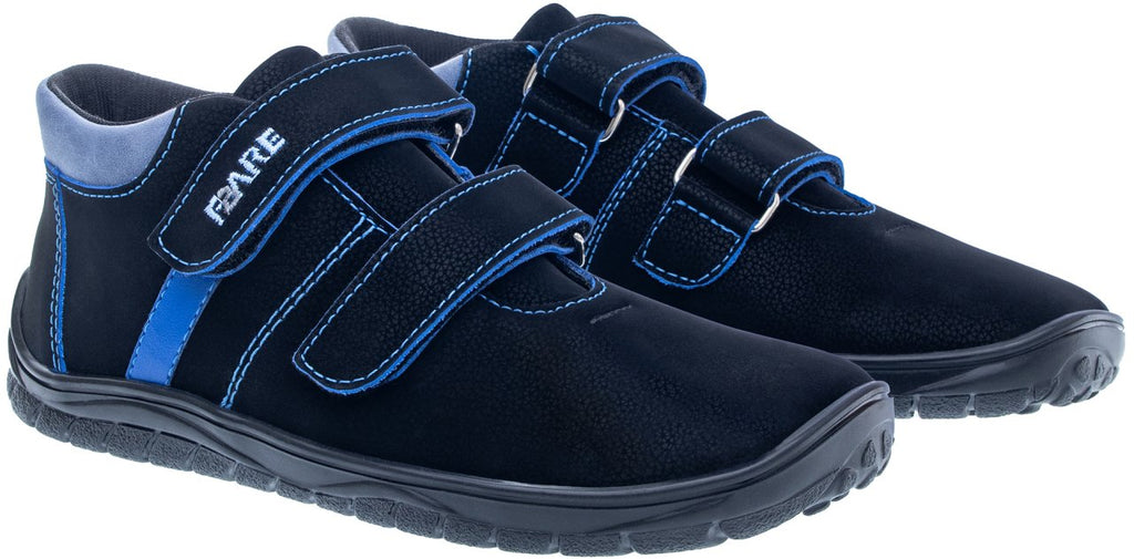 Fare Bare Kids Bergenky Junior Black & Blue - Botines barefoot impermeables infantiles negros  Cacles Barefoot