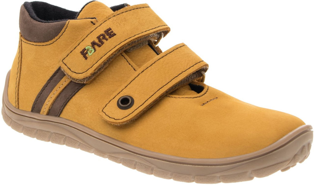 Fare Bare Kids Bergenky Junior Mustard - Botines barefoot impermeables infantiles amarillos  Cacles Barefoot