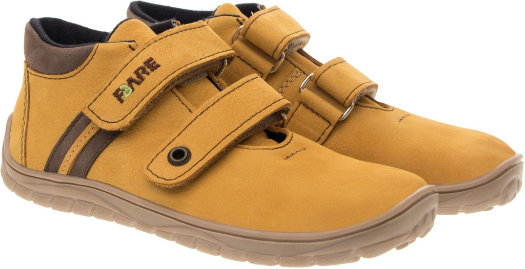 Fare Bare Kids Bergenky Junior Mustard - Botines barefoot impermeables infantiles amarillos  Cacles Barefoot