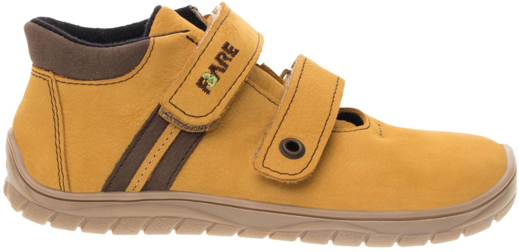 Fare Bare Kids Bergenky Junior Mustard - Botines barefoot impermeables infantiles amarillos  Cacles Barefoot