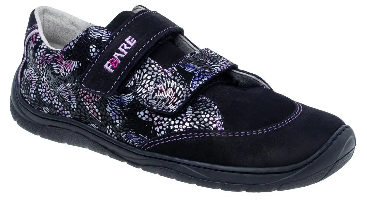 Fare Bare Kids Darianky Black - zapatillas barefoot infantiles casual negras con estampado de mariposas  Cacles Barefoot