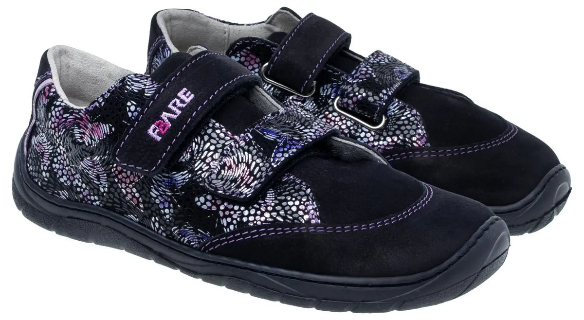 Fare Bare Kids Darianky Black - zapatillas barefoot infantiles casual negras con estampado de mariposas  Cacles Barefoot