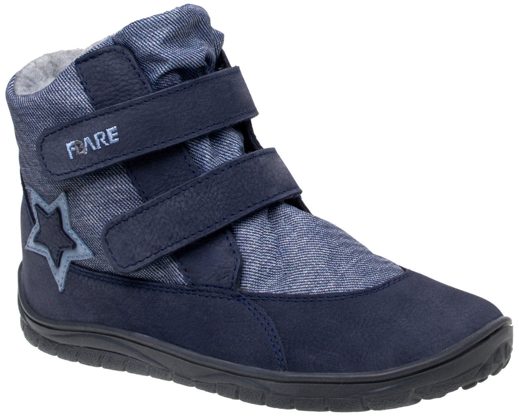 Fare Bare Kids Frostky Star Blue - Botines barefoot infantiles impermeables calientes azules
