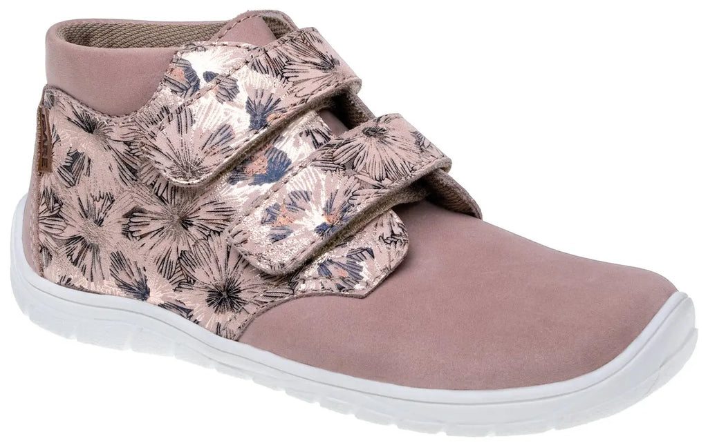Fare Bare Kids Holeby Apricot - Botines barefoot infantiles otoñales de cuero con estampado otoñal  Cacles Barefoot
