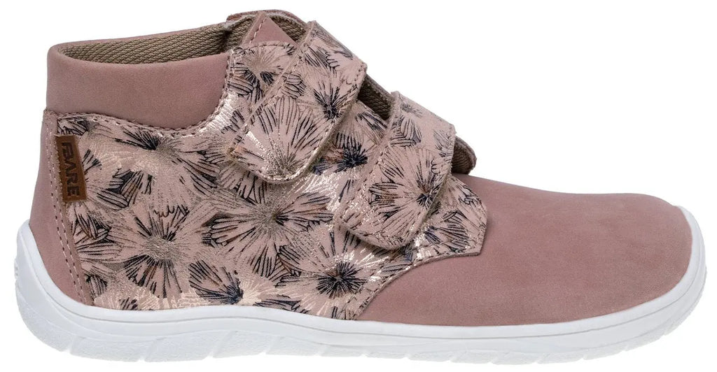 Fare Bare Kids Holeby Apricot - Botines barefoot infantiles otoñales de cuero con estampado otoñal  Cacles Barefoot