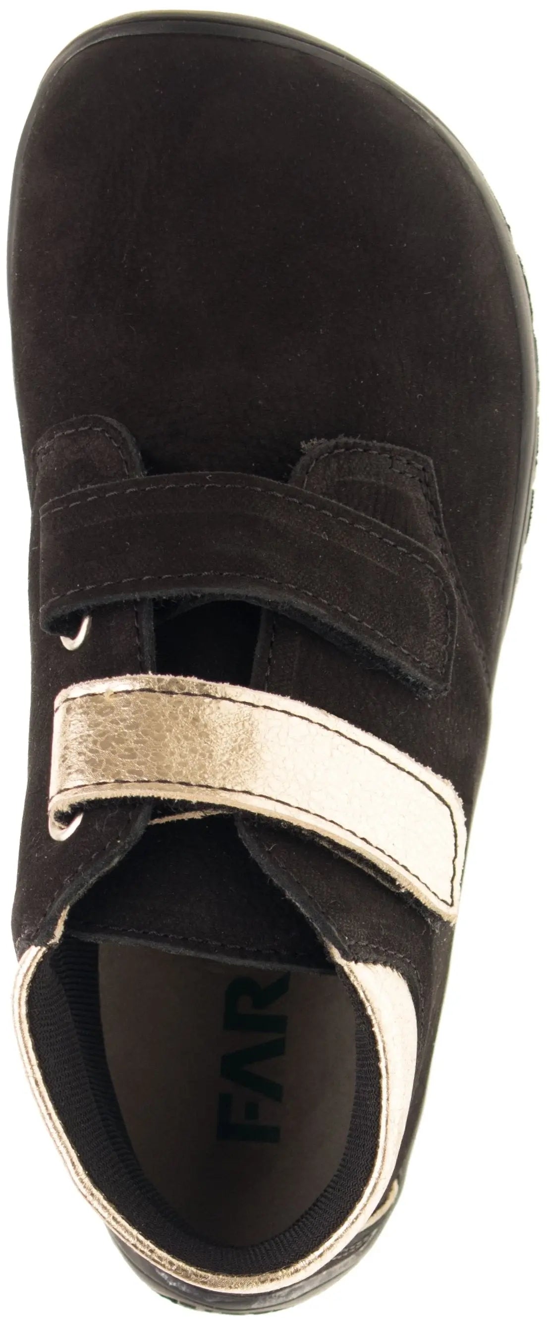 Fare Bare Kids Holeby Black - Botines barefoot infantiles otoñales de cuero negras con dorado  Cacles Barefoot