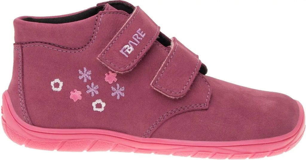 Fare Bare Kids Holeby Burgundy - Botines barefoot infantiles otoñales de cuero rosas  Cacles Barefoot