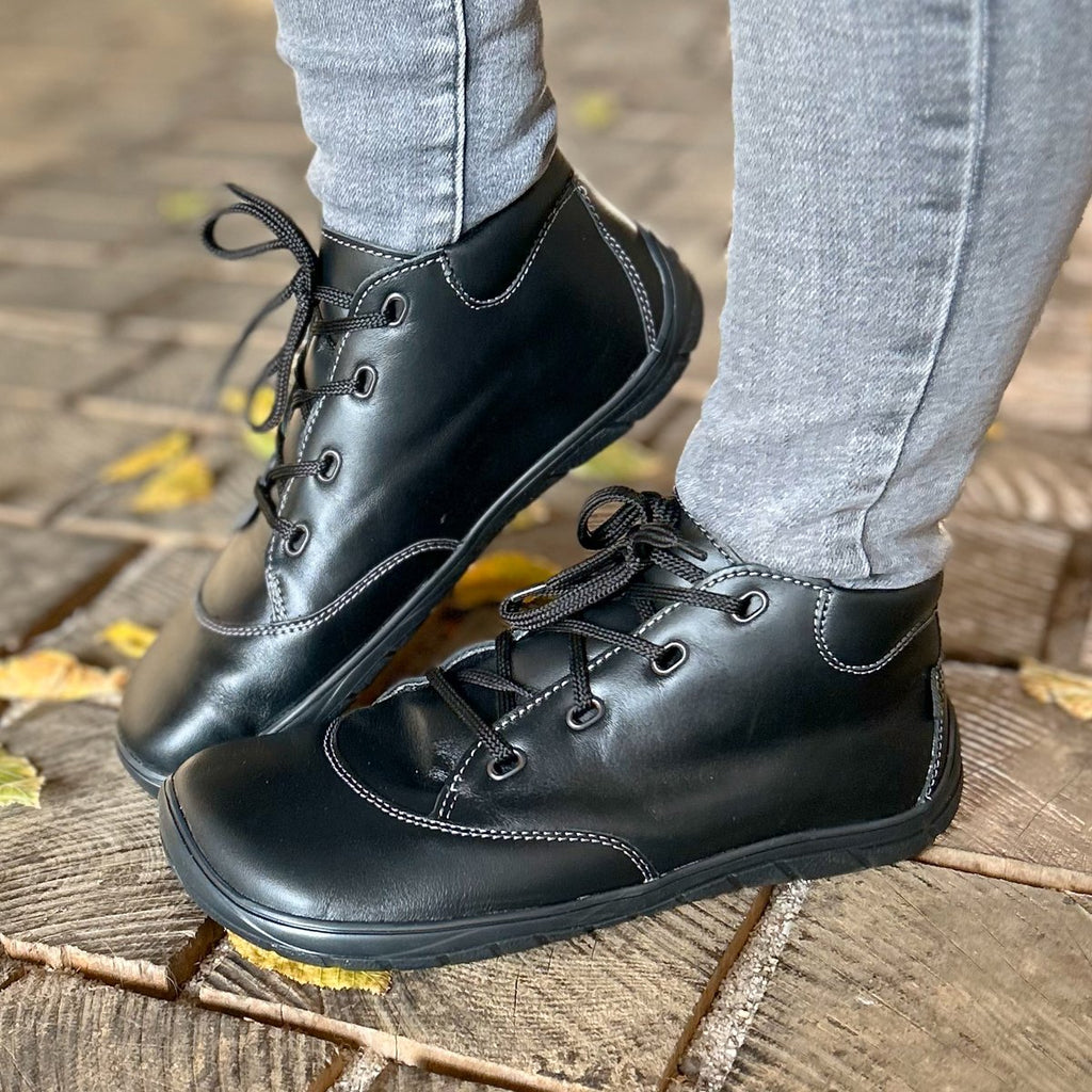 Fare Bare Mateo All Year Black - Botines barefoot de cuero negros