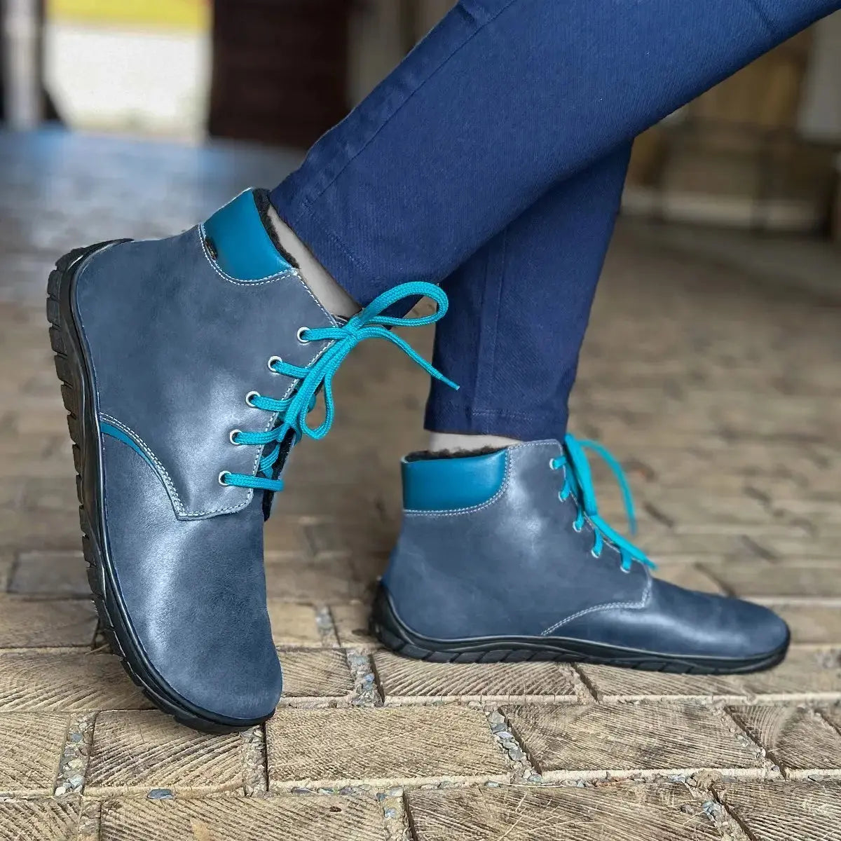 Fare Bare - Nivella Winter Blue - Bottine barefoot avec doublure hivernale