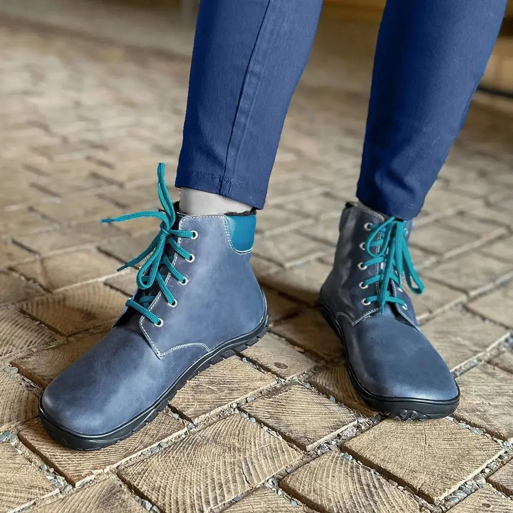 Fare Bare - Nivella Winter Blue - Bottine barefoot avec doublure hivernale