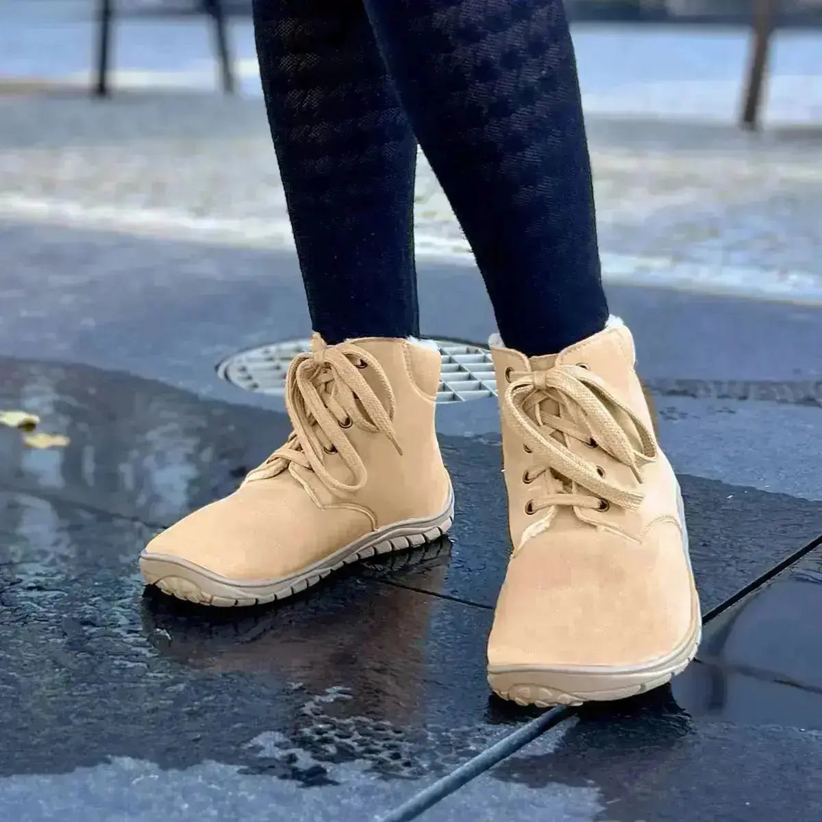 Fare Bare - Nivella Winter Camel - Bottine barefoot avec doublure hivernale