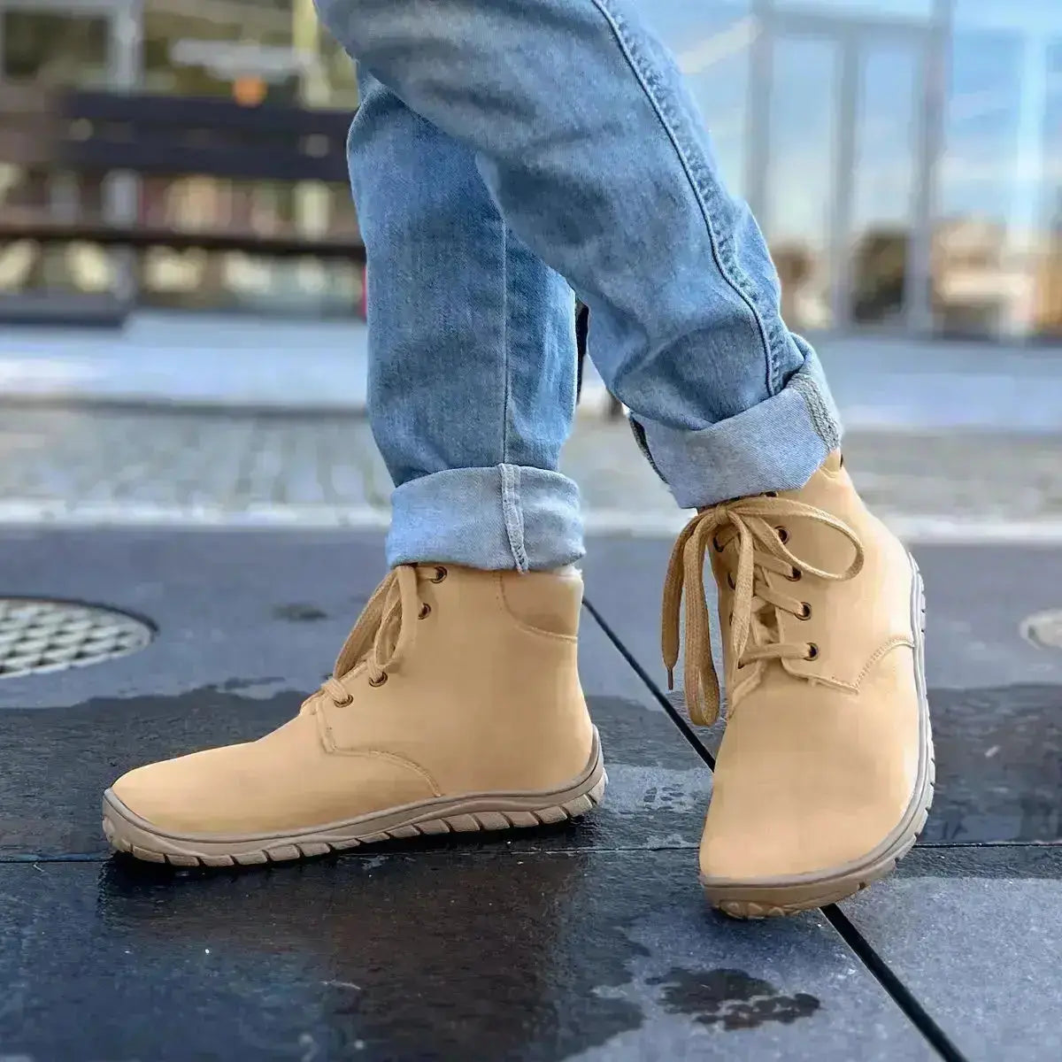 Fare Bare - Nivella Winter Camel - Bottine barefoot avec doublure hivernale