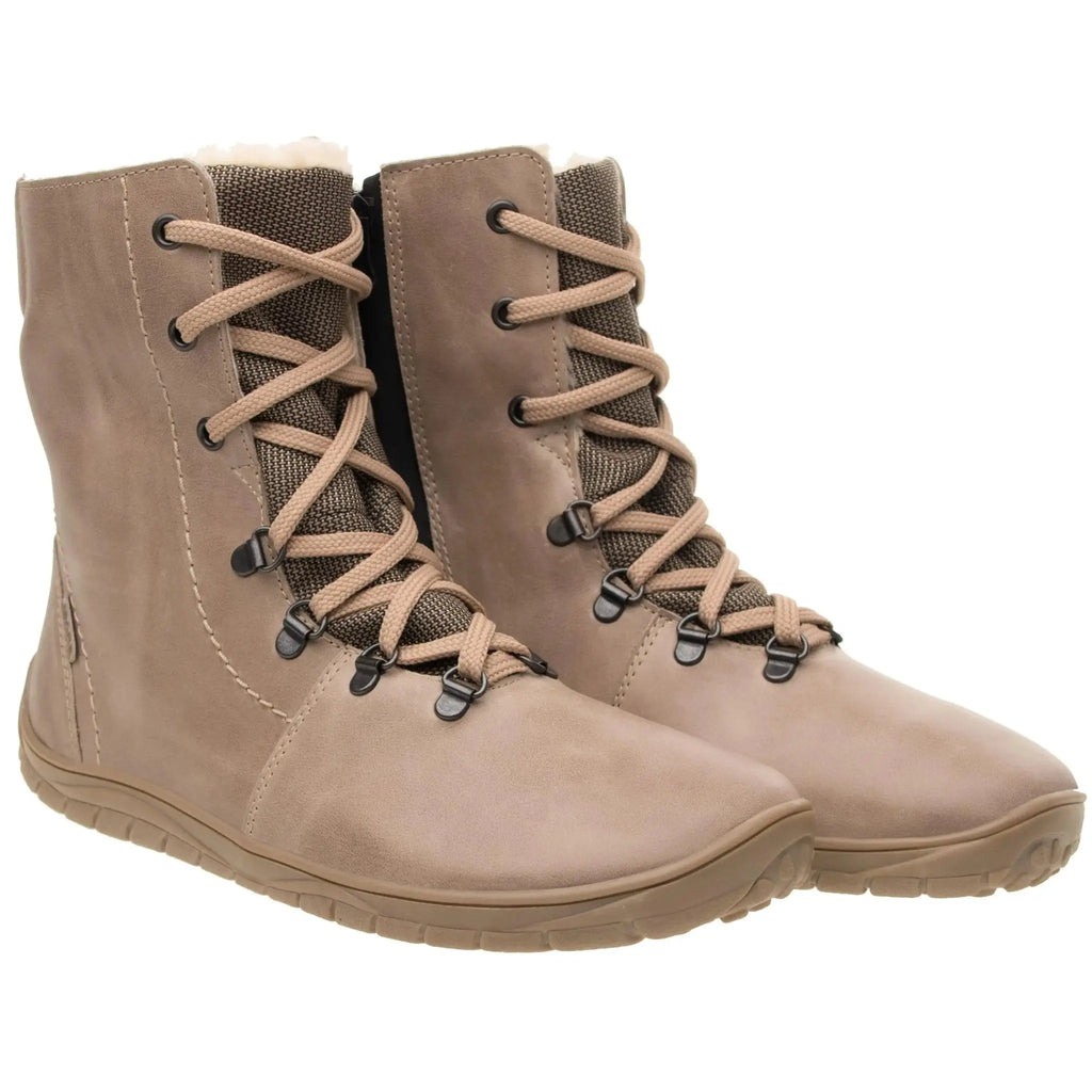 Fare Bare - Norry Winter Beige - Botines barefoot impermeables con forro invernal