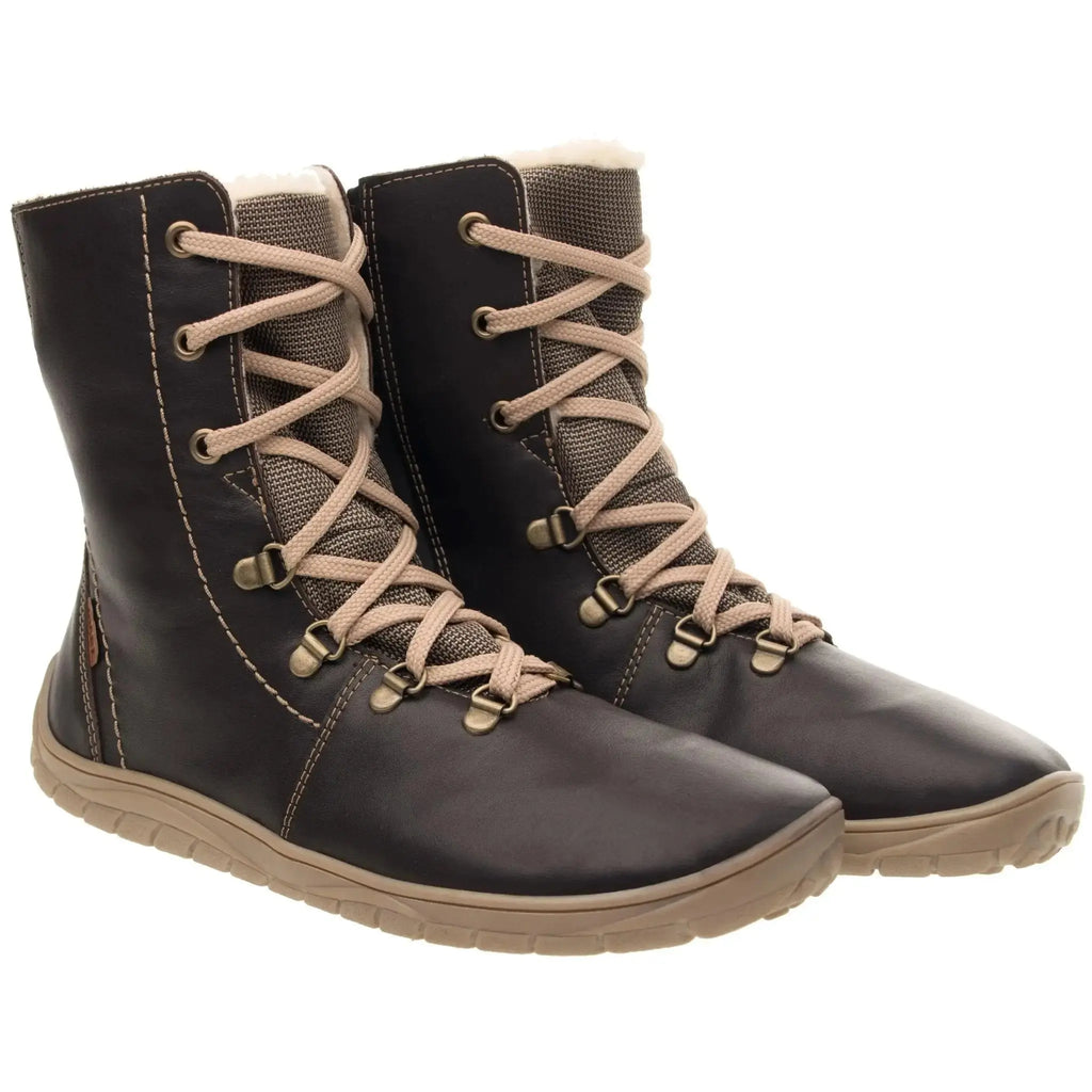 Fare Bare - Norry Winter Dark Chocolate - Botines barefoot impermeables calientes unisex