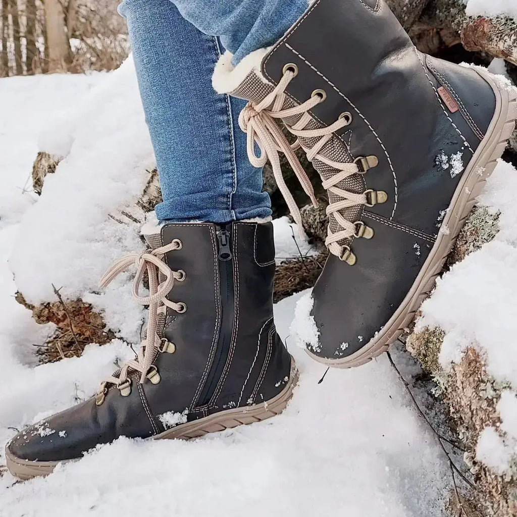Fare Bare - Norry Winter Dark Chocolate - Botines barefoot impermeables calientes unisex