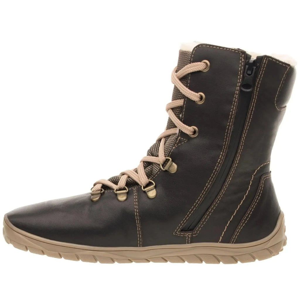 Fare Bare - Norry Winter Dark Chocolate - Botines barefoot impermeables calientes unisex