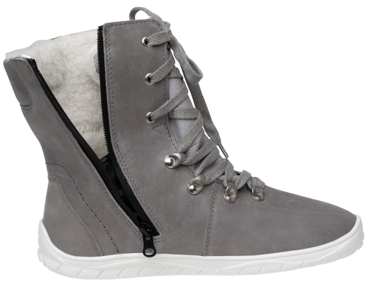 Fare Bare Norry Winter Grey - Botas barefoot impermeables calientes unisex grises  Cacles Barefoot