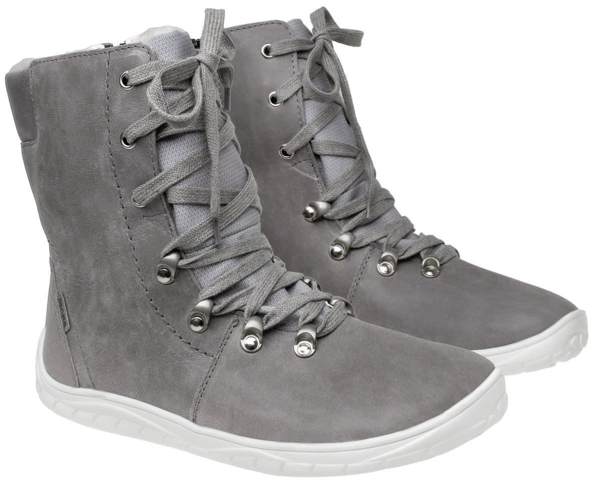 Fare Bare Norry Winter Grey - Botas barefoot impermeables calientes unisex grises  Cacles Barefoot