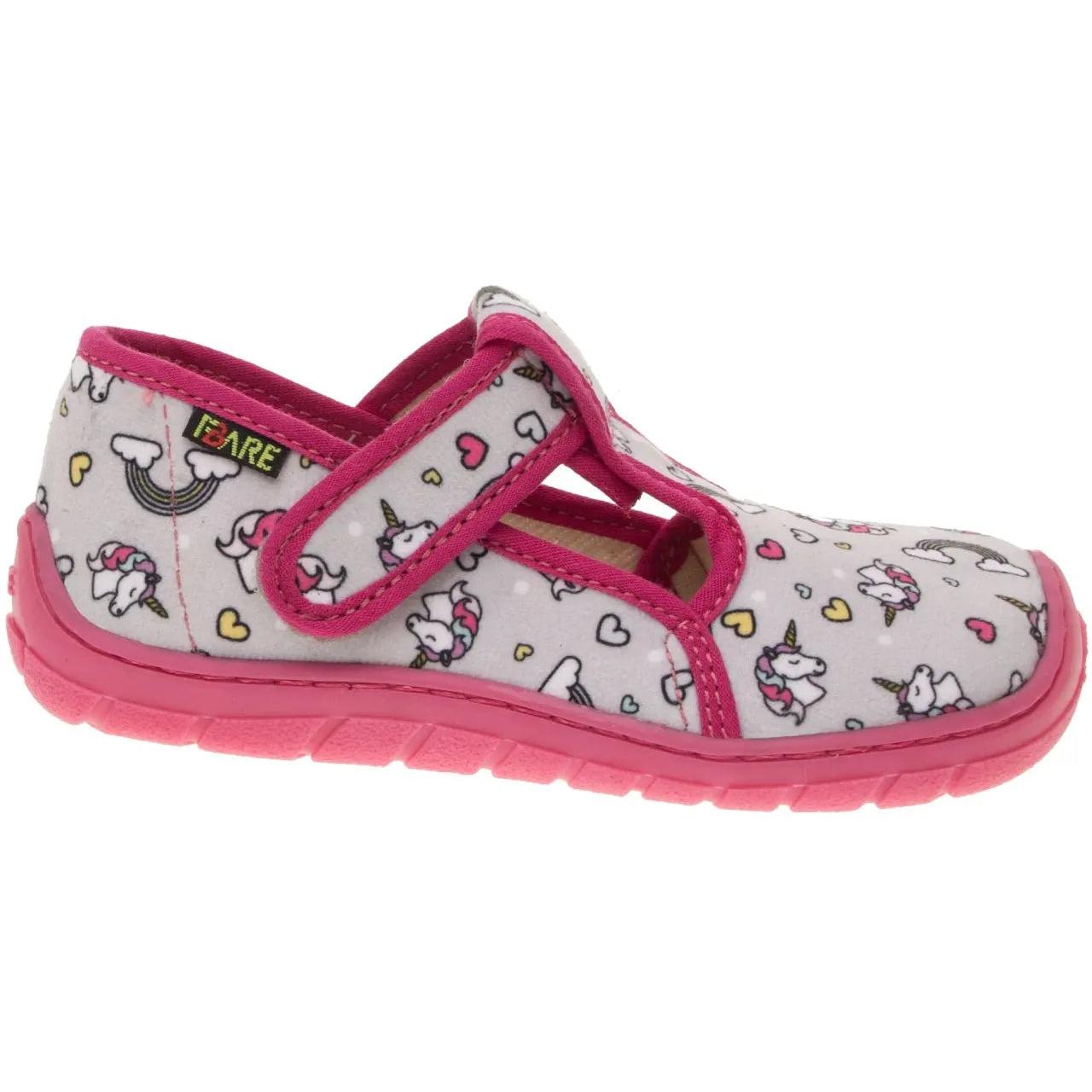 Fare Bare Slippers Grey Unicorns - Zapatillas de casa barefoot infantiles grises con estampado de unicornios  Cacles Barefoot