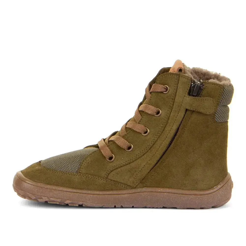 Froddo Barefoot - TEX Wool Grow Olive - Botines Barefoot de Cordones para mujer con Membrana Tex Oliva