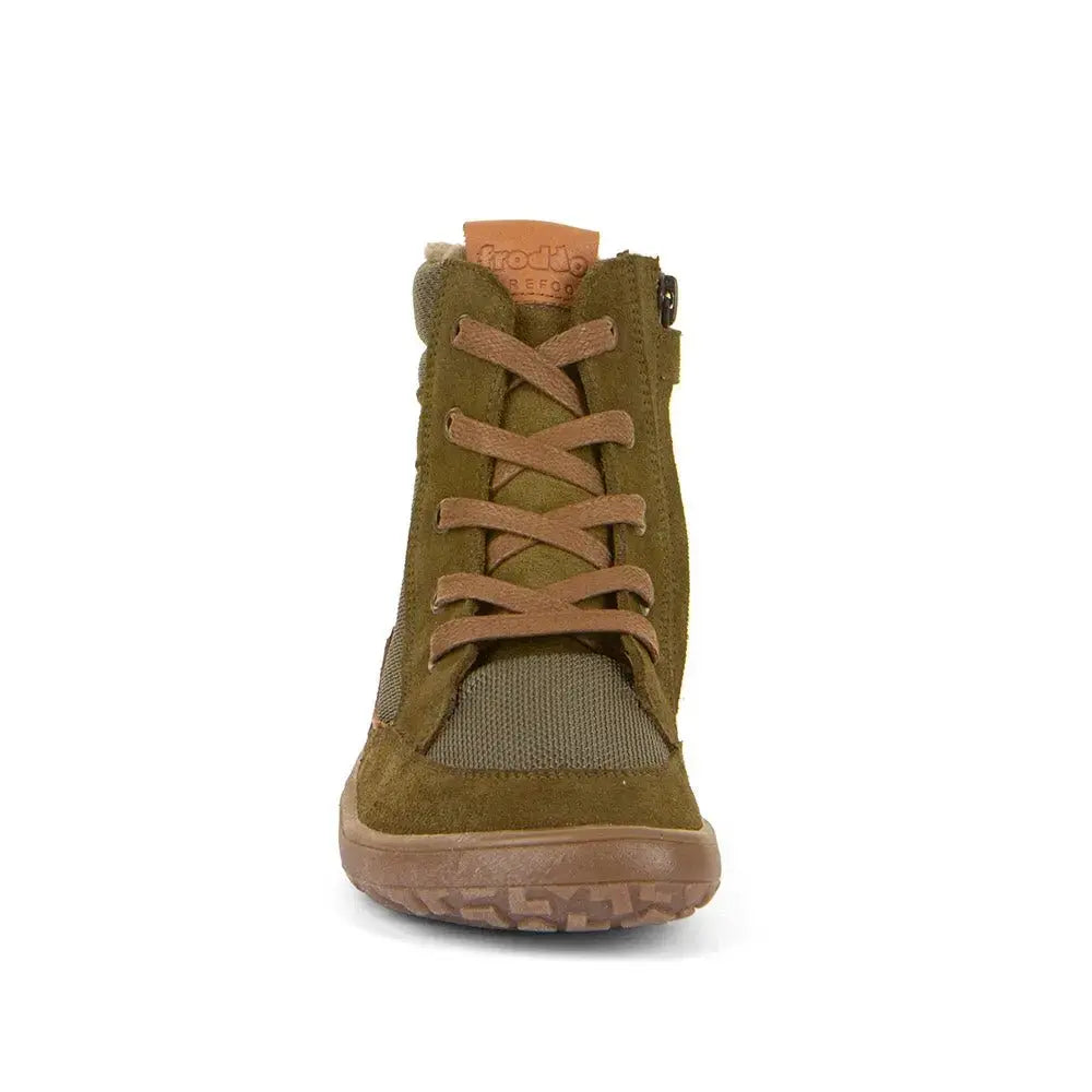 Froddo Barefoot - TEX Wool Grow Olive - Botines Barefoot de Cordones para mujer con Membrana Tex Oliva