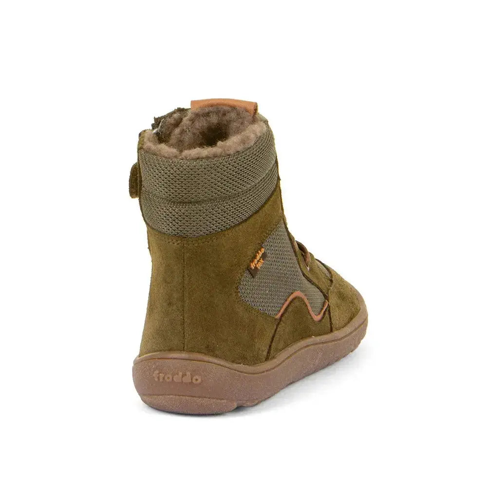 Froddo Barefoot - TEX Wool Grow Olive - Botines Barefoot de Cordones para mujer con Membrana Tex Oliva